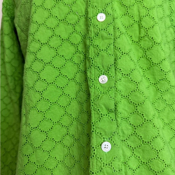 Talbots Green Button-Up Eyelet Detail button up Shirt in size MP - Picture 3 of 10